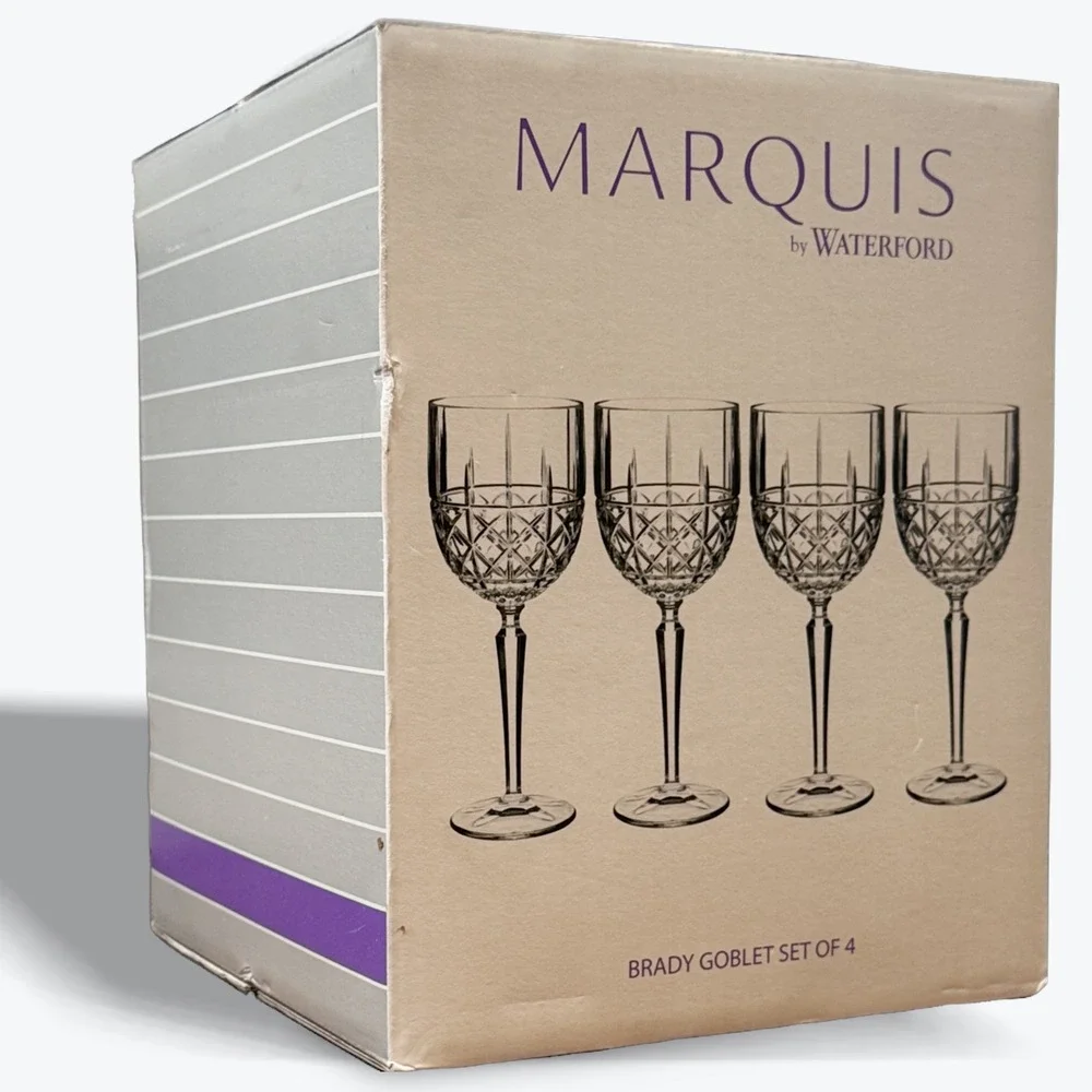 Marquis by Waterford Brady Goblet Set of 4 Crystal Wine Water Glasses 40017072